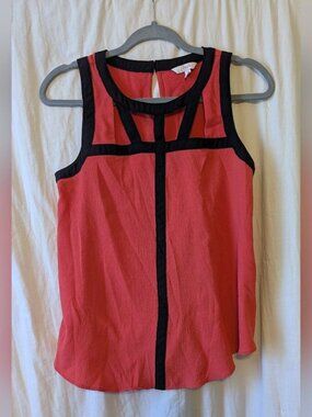Candie's Coral and Black Sleeveless Blouse